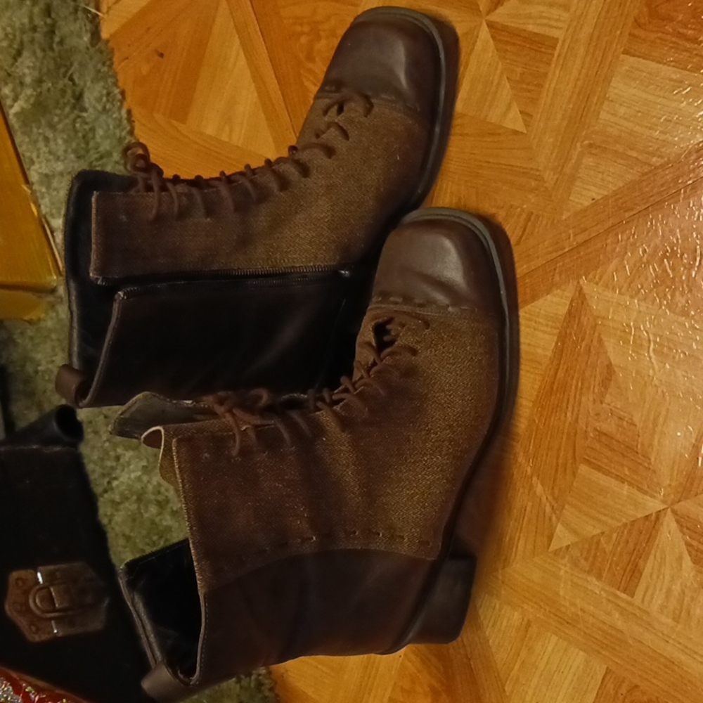 NAOT Hudson Tweed Suede Leather Lace Up Boots size 38 Equestrian Steampunk